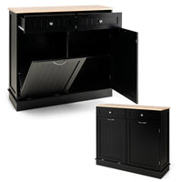 Tilt-Out Kitchen Bin Cabinet with Drawers & Rubberwood Top