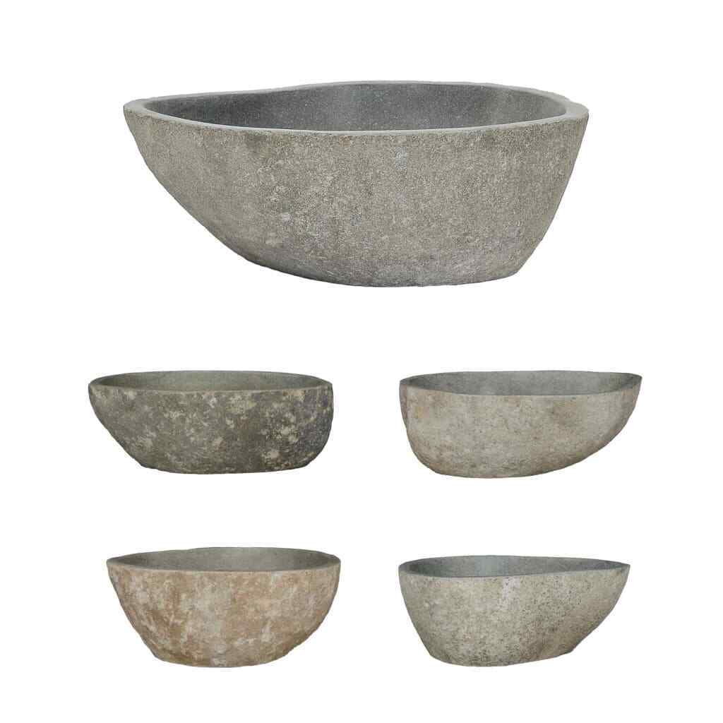 Natural River-Stone Oval Countertop Basin – 37–46 cm