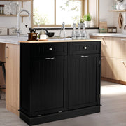 Tilt-Out Kitchen Bin Cabinet with Drawers & Rubberwood Top