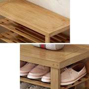 3-Tier Bamboo Shoe Rack Bench with Reinforced Crossbar