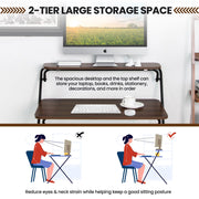 Foldable 2-Tier Computer Desk – No Assembly Required