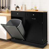 Tilt-Out Kitchen Bin Cabinet with Drawers & Rubberwood Top