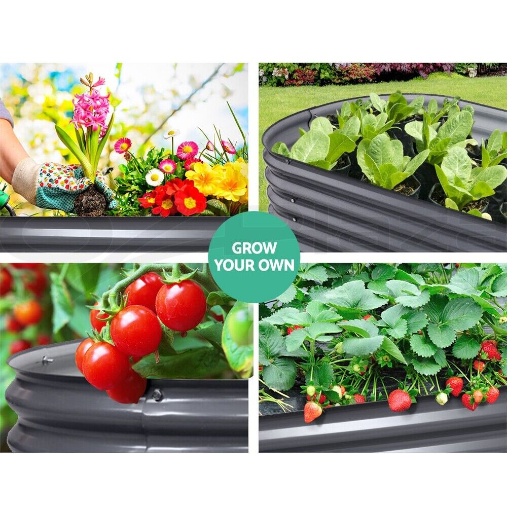 Oval Galvanised-Steel Raised Garden Bed