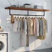 180cm Industrial Wall-Mounted Garment Rail with 3 Hooks
