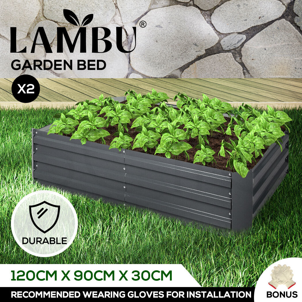 Raised Steel Garden Beds – 120 × 90 × 30 cm, Set of 2