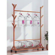 Bamboo Garment Rack with Shelf & Side Hooks