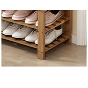 3-Tier Bamboo Shoe Rack Bench with Reinforced Crossbar
