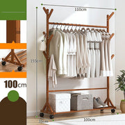 Bamboo Garment Rack with Shelf & Side Hooks