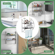 Wall-Mounted Two-Tier Towel Shelf with Twin Rails