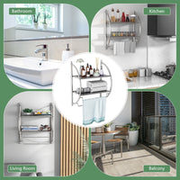 Wall-Mounted Two-Tier Towel Shelf with Twin Rails