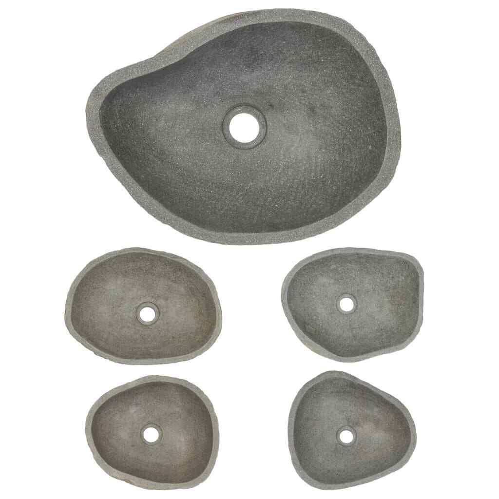 Natural River-Stone Oval Countertop Basin – 37–46 cm