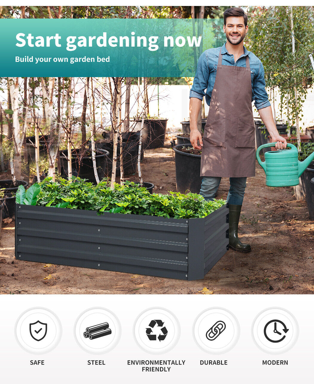 Raised Steel Garden Beds – 120 × 90 × 30 cm, Set of 2