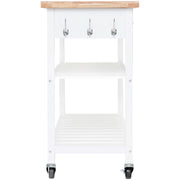 White Rolling Kitchen Island with 2 Drawers & Shelves