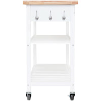 White Rolling Kitchen Island with 2 Drawers & Shelves