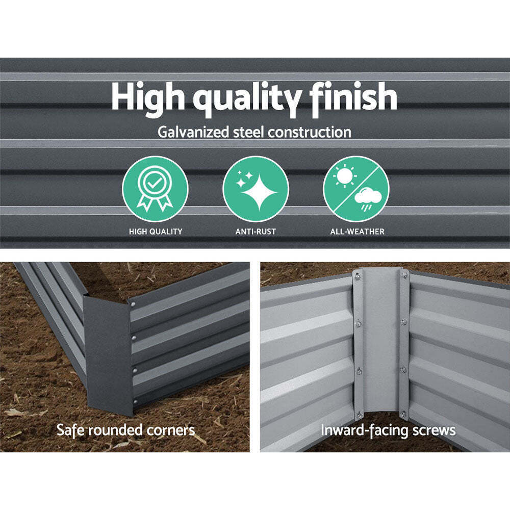 Galvanised-Steel Raised Garden Bed – 180 × 90 × 30 cm