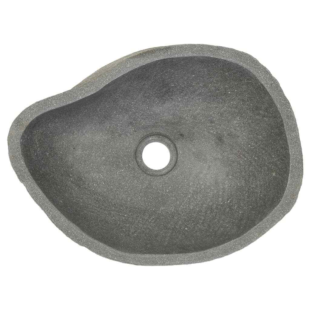 Natural River-Stone Oval Countertop Basin – 37–46 cm