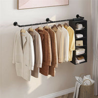 180cm Industrial Wall-Mounted Garment Rail with 3 Hooks