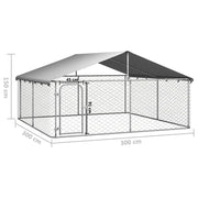 Large Outdoor Dog Kennel Steel Enclosure Pet Run Puppy Playpen House Cage Roof