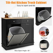 Tilt-Out Kitchen Bin Cabinet with Drawers & Rubberwood Top