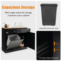 Tilt-Out Kitchen Bin Cabinet with Drawers & Rubberwood Top