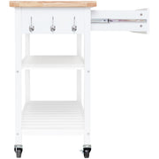 White Rolling Kitchen Island with 2 Drawers & Shelves
