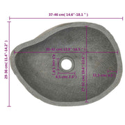 Natural River-Stone Oval Countertop Basin – 37–46 cm