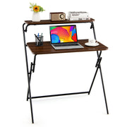 Foldable 2-Tier Computer Desk – No Assembly Required