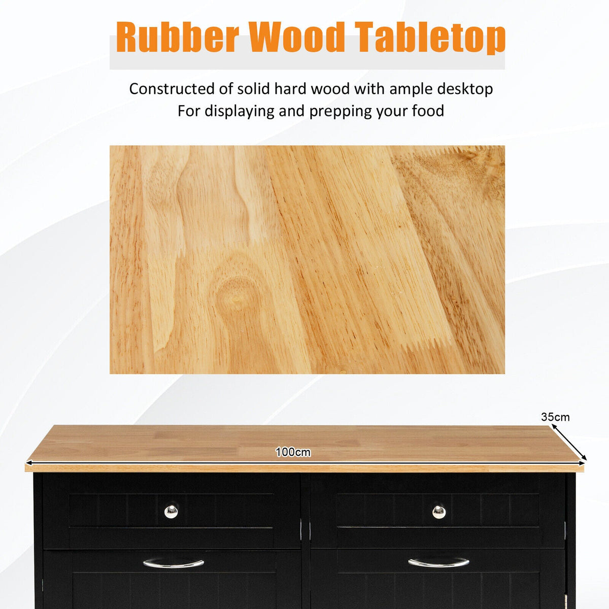 Tilt-Out Kitchen Bin Cabinet with Drawers & Rubberwood Top