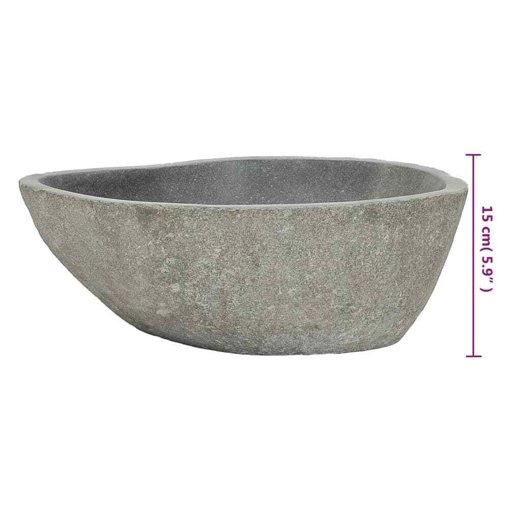Natural River-Stone Oval Countertop Basin – 37–46 cm