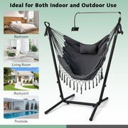 Hammock Chair with Stand Height Adjustable Hanging Chair Indoor & Outdoor Gray
