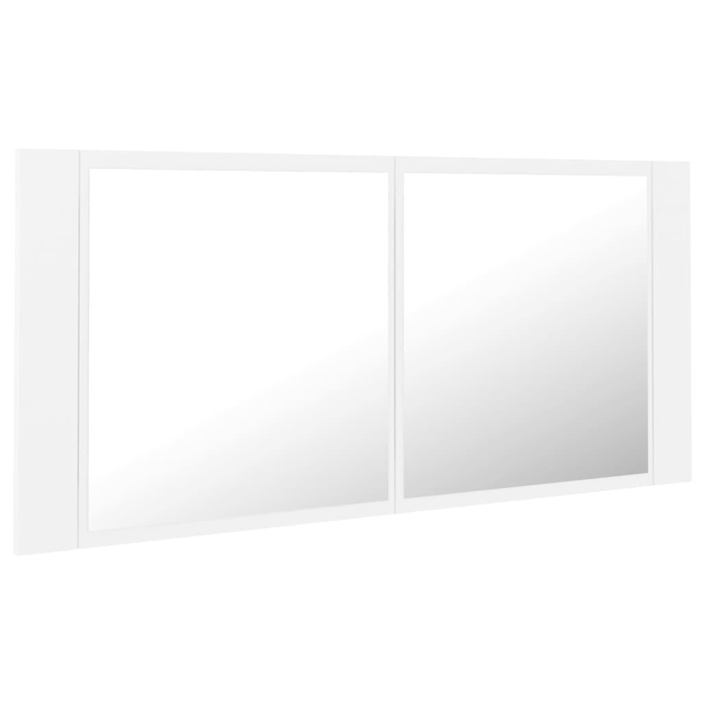 Bathroom Mirrored Cabinet With LED Light Wall Vanity Storage Organizer Furniture