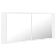 Bathroom Mirrored Cabinet With LED Light Wall Vanity Storage Organizer Furniture