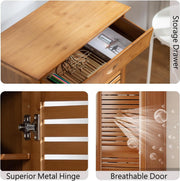Wooden Bamboo Shoe Cabinet Shoe Rack Cupboard Pantry Shelf Organizer 5 T 63cm
