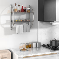 Wall-Mounted Two-Tier Towel Shelf with Twin Rails