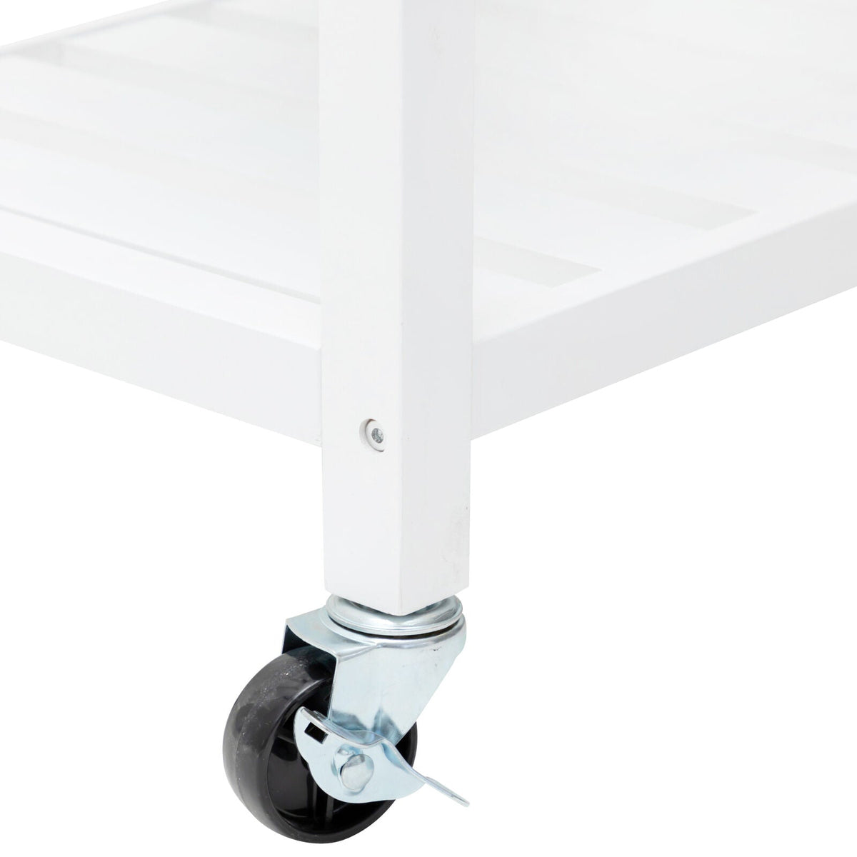 White Rolling Kitchen Island with 2 Drawers & Shelves