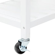 White Rolling Kitchen Island with 2 Drawers & Shelves