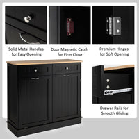 Tilt-Out Kitchen Bin Cabinet with Drawers & Rubberwood Top