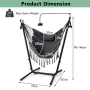 Hammock Chair with Stand Height Adjustable Hanging Chair Indoor & Outdoor Gray
