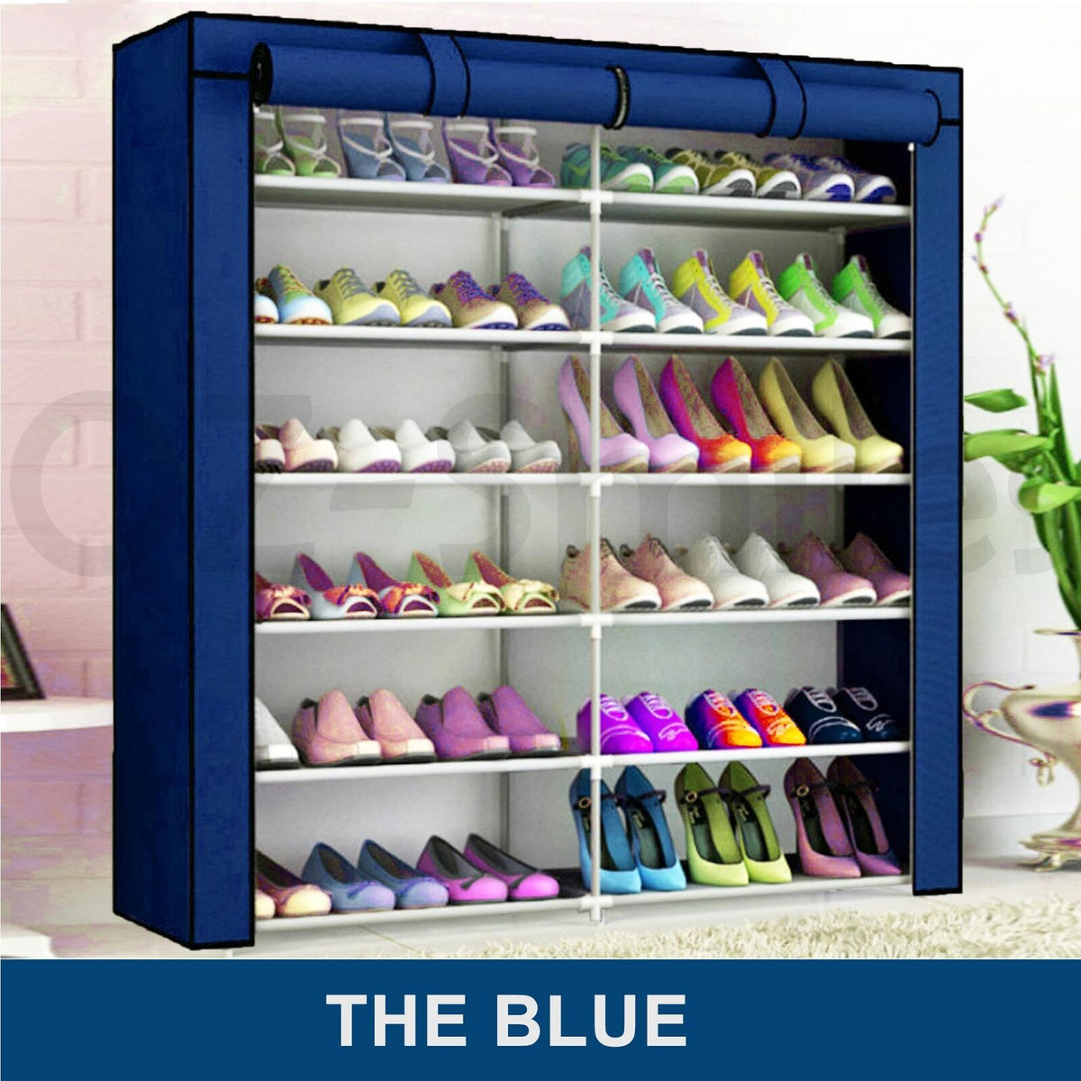 Covered 36-Pair Portable Shoe Rack with Two Zip Doors – 3 Colours