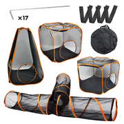 Foldable Pet Playpen with Tent, Tunnel & Cube
