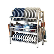 3 Tier Dish Drying Rack Drainer Cup Plate Holder Cutlery Tray Kitchen Organizer