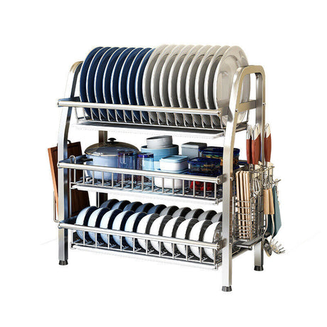 3 Tier Dish Drying Rack Drainer Cup Plate Holder Cutlery Tray Kitchen Organizer