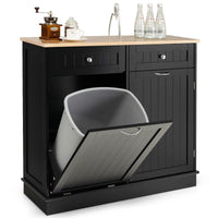 Tilt-Out Kitchen Bin Cabinet with Drawers & Rubberwood Top
