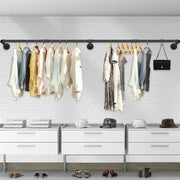 180cm Industrial Wall-Mounted Garment Rail with 3 Hooks