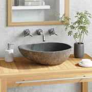 Natural River-Stone Oval Countertop Basin – 37–46 cm