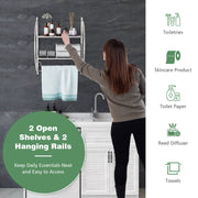 Wall-Mounted Two-Tier Towel Shelf with Twin Rails
