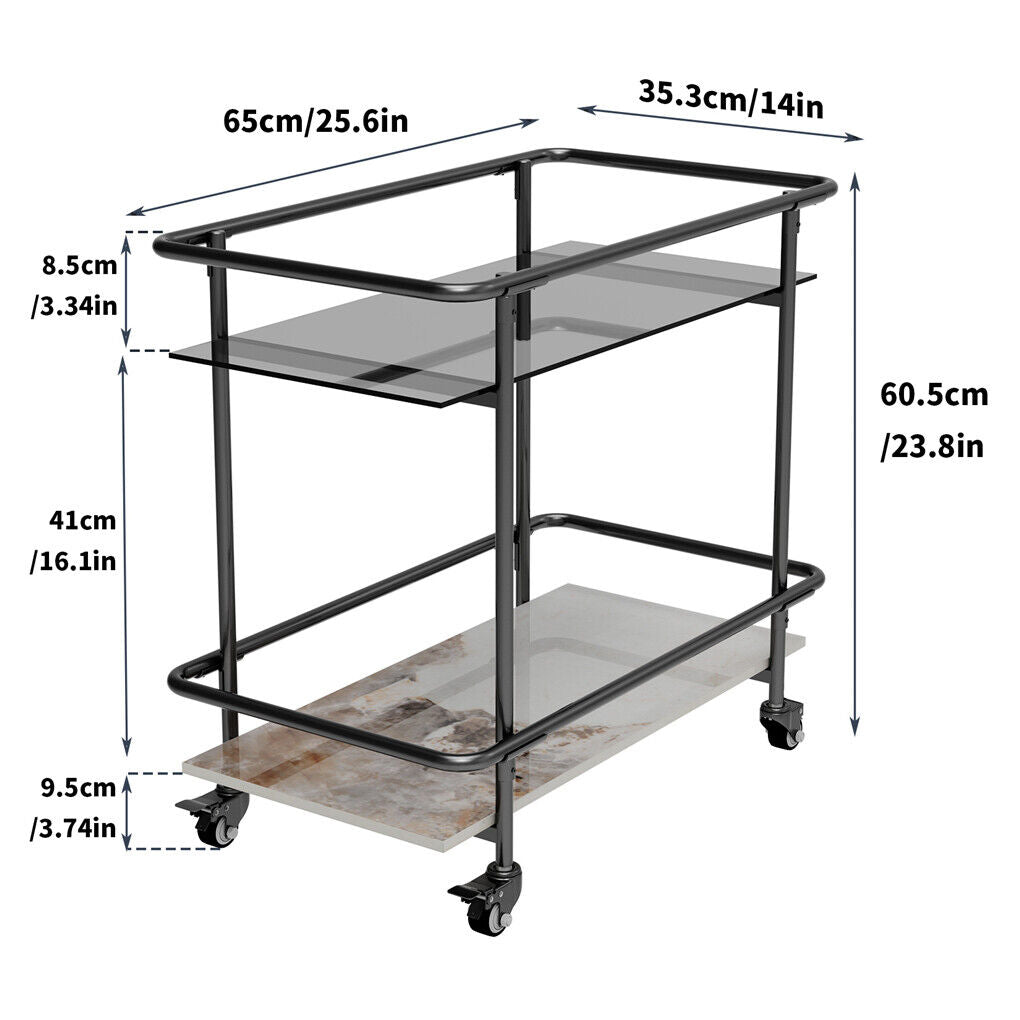 2-Tier Rolling Side & Serving Cart