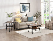 Rustic Round Coffee Table with Open Shelf