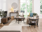 Rustic Round Coffee Table with Open Shelf