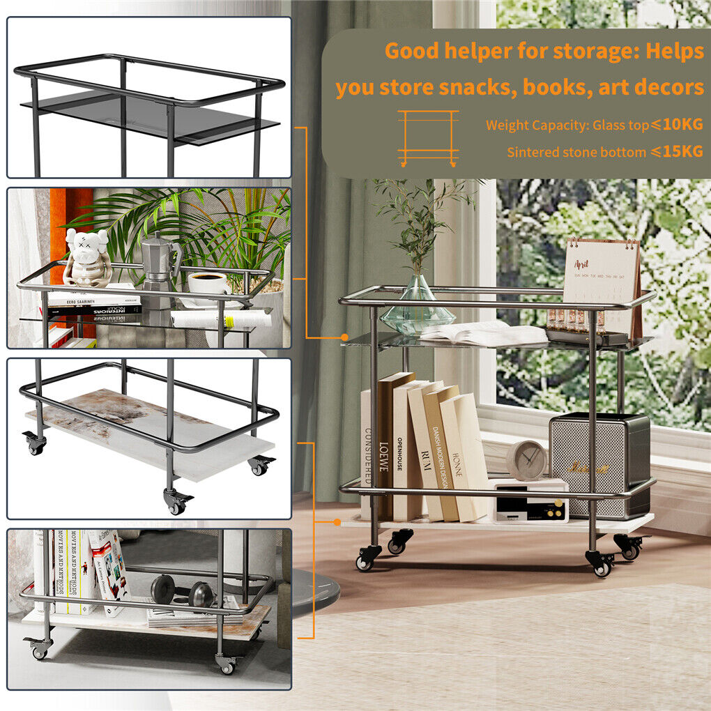 2-Tier Rolling Side & Serving Cart